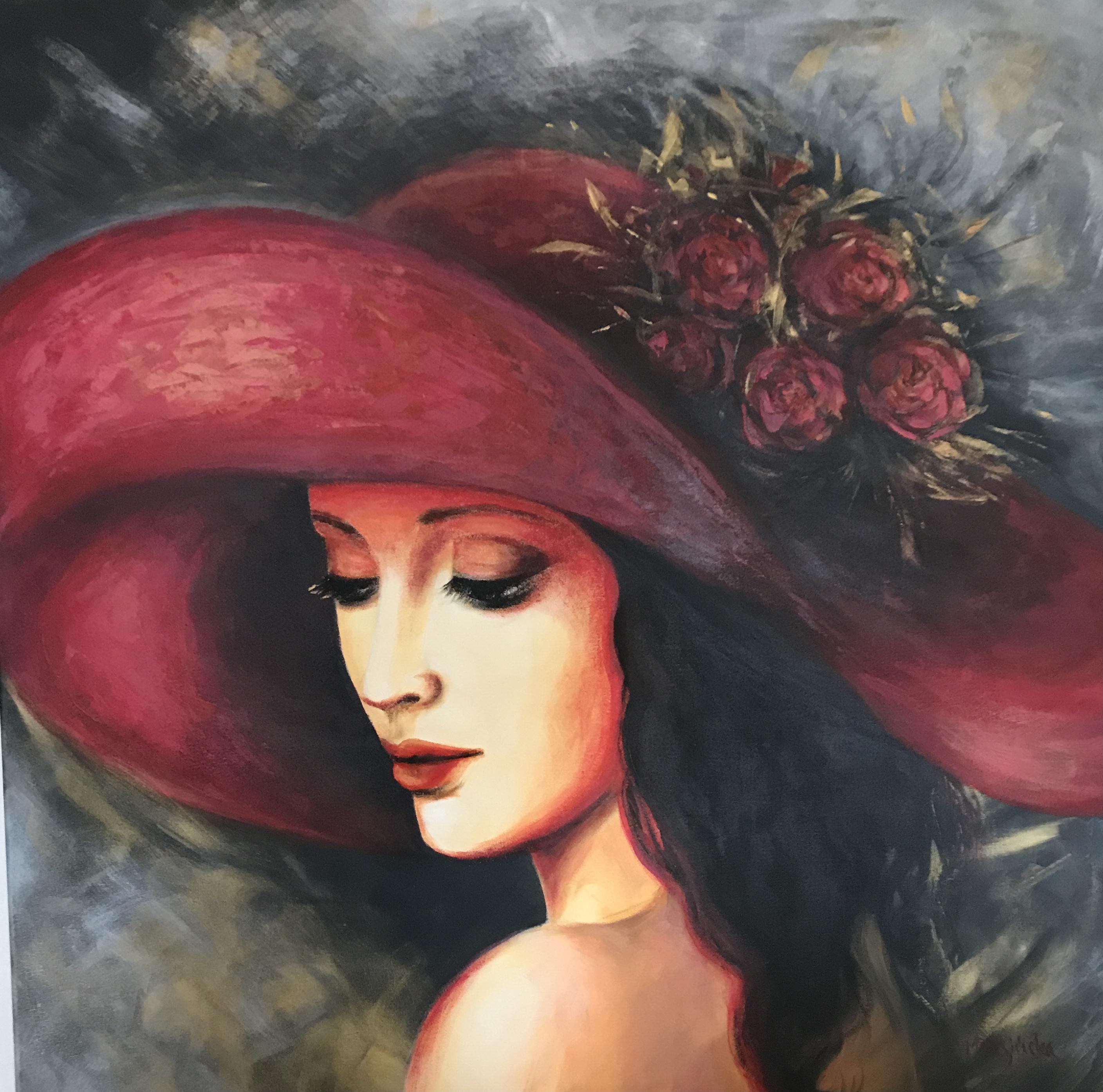 Ilustracja 4: Portret kobiety w czerwonym kapeluszu.